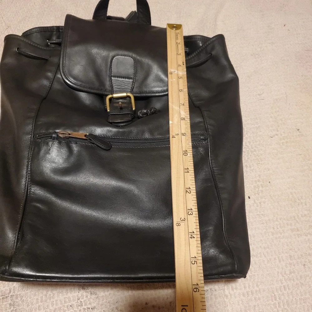 Vtg Coach 4220 Black Leather Drawstring Backpack Made in USA 90s Brass *Repairs*